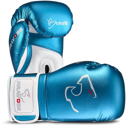 BRAVOSE Alpha Strap Boxing Gloves Mens, Women for Entry Level Boxers for Punching Bag Training & Sparring MMA Kick Boxing Muay Thai Made By Premium PU Leather Ventilated Palm