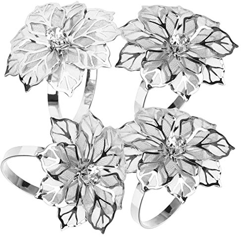 LIFKOME 4stücke Serviettenringe Mit Blumenmuster Tischdekoration Für Hochzeiten Partys Und Festliche Anlässe Hochwertige Kratzfeste Serviettenhalter Für Stilvolle Anlässe