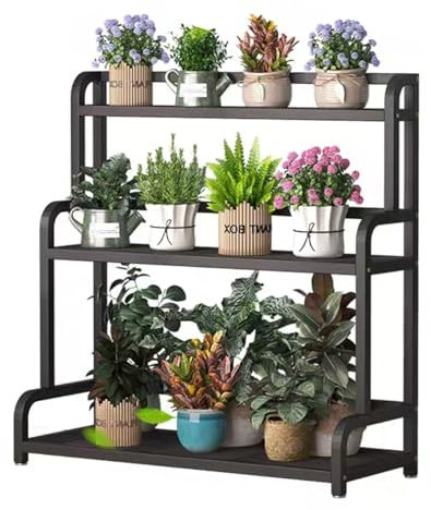 Étagère échelle 3/4 niveaux, étagère d'angle haute pour plantes, étagère de présentation en métal autoportante pour salon, bureau, cuisine, étagère de rangement d'angle pour plantes de jardin(60x50x14
