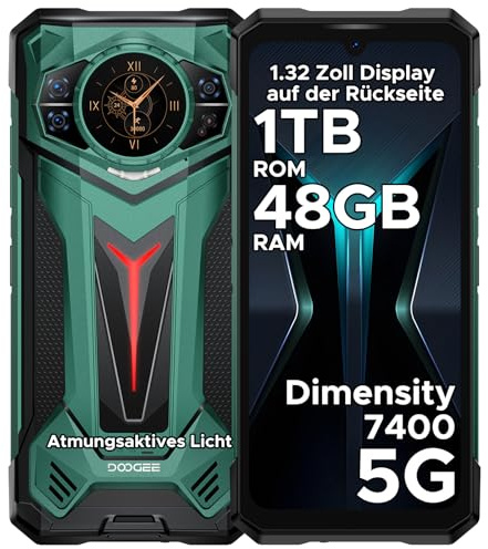 DOOGEE S200 Ultra Android 15 Outdoor Handy Ohne Vertrag 5G Outdoor Smartphone 48GB RAM+1TB ROM 1.32 AMOLED Heckdisplay 11000mAh/66W 6.72” FHD+ 120Hz, 100MP+32MP, Fingerabdruck/NFC/LED Lichteffekt