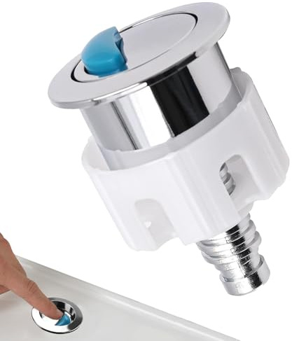 Toilet Flush Button - Round Dual Flush Replacement Push Button for Toilet Cistern, Chrome Finish, Water Saving Bathroom Accessory