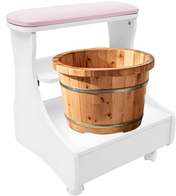 Fußstütze Pediküre, Maniküre Funiture Trolley mit Rädern, Fußbadehocker Fußbad Trolley, Beinstütze für Nagelpflege, Fußschemel Stand, Ideal für Schönheitssalon Nagelstudio (Pink)