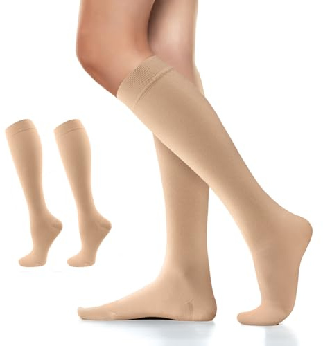 Migliore Wear Kompressionsstrümpfe Damen & Herren 20-30 mmHg, Klasse 2 Medizinische Kompressionsstrümpfe, Stützstrümpfe Flug Thrombosestrümpfe - Geschlossene Zehen