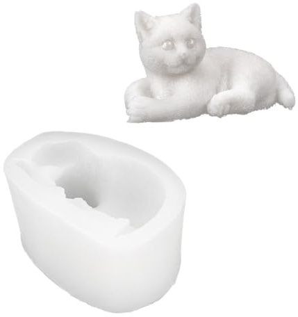 Ideen mit Herz | Silikonform Katze 3| Katzenfigur selber gießen | DIY | Gießform für Epoxidharz, Gips, Beton, Wachs oder Seife | lebensmittelecht