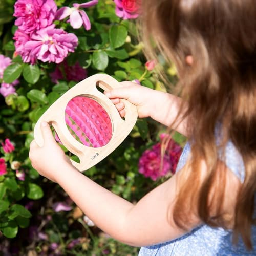 tickit Easy Hold kalejdoskop – slät gummiram med greppvänliga handtag och pixellins för sensorisk utforskning och språkutveckling