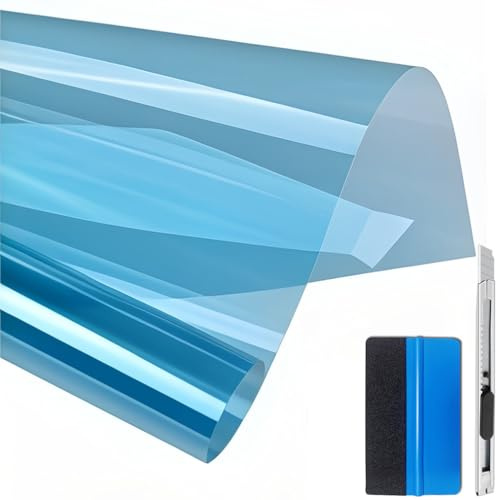 NewL Pellicola PET Vetri Auto Autoadesiva Azzurro 50 x 200 cm | Vari colori & misure, prot. UV 99%, attrezzi inclusi, spess. 0,06mm, uso auto,casa,ufficio,negozio,pellicola vetri