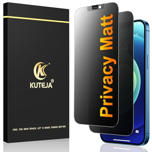 Kuteja Matt Panzerglas Sichtschutz für iPhone 12/12 Pro [2 Stück], 9H Härte Anti Spähen Full Screen Matte Schutzfolie, Anti-Fingerabdruck, Blendschutz Privacy Folie