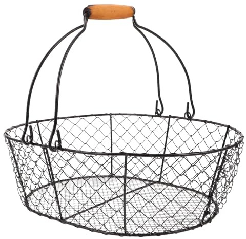 jojofuny Porta-Carbone in Ferro Battuto con Manici Cesto per Carbone e Frutta da Cucina Multifunzionale Organizer Compatto per Stufa e Bancone Resistente e Facile da Trasportare