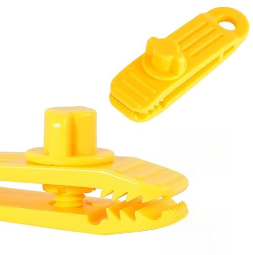 Lawnoval Confezione da 20 clip per teloni resistenti con design a bocca di coccodrillo, forza di trazione 70 kg, campeggio, tende da sole, tende da sole e rifugi all'aperto, nero-verdegiallogiallo