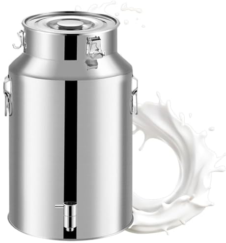 YLKJCE Fusto Bidone Acciaio per Olio 30 Litri con Rubinetto Contenitori Olio Acciaio Inox Contenitore per Latte in Acciaio Inox per Cucina E Uso Domestico(Capacity,28liter)