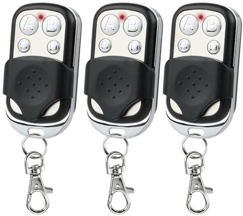 3PCS Universal Automatic Gate Remote Control 433MHz Fixed Code Duplicator 4 Button Wireless Copy Cloning Key Fob Premium Metal Design for Garage Doors Openers Roller Shutters Car Alarms Electric Gates