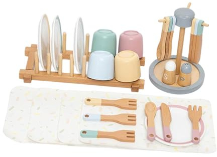 wisoolkic Simulation Play Dishes Wooden Dish Set For Kitchen Toys Gift Idea Tea Set Play Kids Role Activity Simulation Dishes Tableware For Kitchen Toys