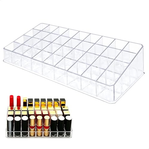 mongtsamz Organizador de pintalabios, 36 Compartimentos Acrílico Organizador Labiales Transparente pintalabio organizador de Cosméticos para Brillo de Labios, 1 Pieza