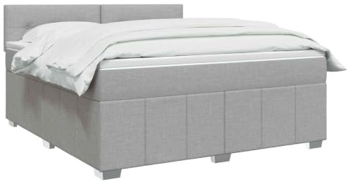 vidaXL Lit boxspring avec Matelas Gris Clair 180 x 200 cm Tissu