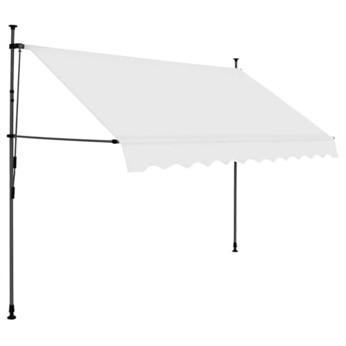 Arborthrum Einziehbare Markise Handbetrieben mit LED Balkonmarkise Terrassenmarkise Klemmmarkise Sonnenschutz Garten Sonnenmarkise Markisentuch 250 cm Creme