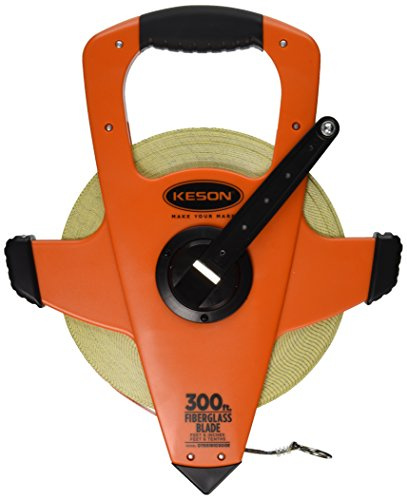 Keson OTRS1810300E Fiberglass Measuring Tape with Ring End, Speed Rewind (Graduation: ft., in, 1/8 & ft., 1/10, 1/100), 300-Foot
