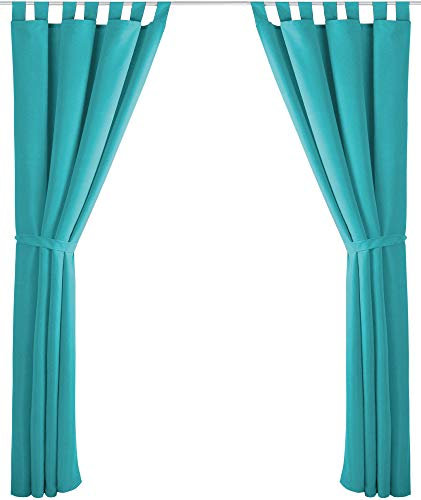 Bestlivings 2er Set Dekoschal mit Schlaufe, inkl. Raffhalter & Haken, türkis in 140x225 cm