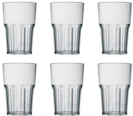 Garnet Trasparente Bicchiere Riutilizzabile “Granity 40 Set da 6 Pezzi – Lavabile in lavastoviglie-40 Bordo/ 33-35 cl a Servizio-Made in Italy, Plastica, 0.4 Litri