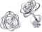 Rose Flower Stud Earrings for Women Sterling Silver Cubic Zirconia Floral Ear Studs Fits Sensitive Ears