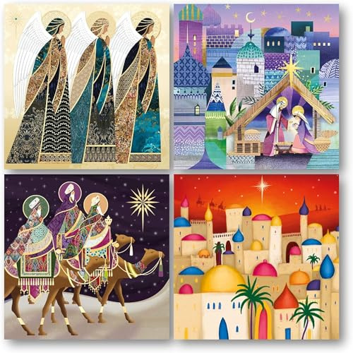 Museums & Galleries Paquete de 20 tarjetas de Navidad benéficas, diseños surtidos, 4 x 5 belenes, paquete múltiple de tarjetas de Navidad religiosas, en ayuda de organizaciones benéficas del Reino