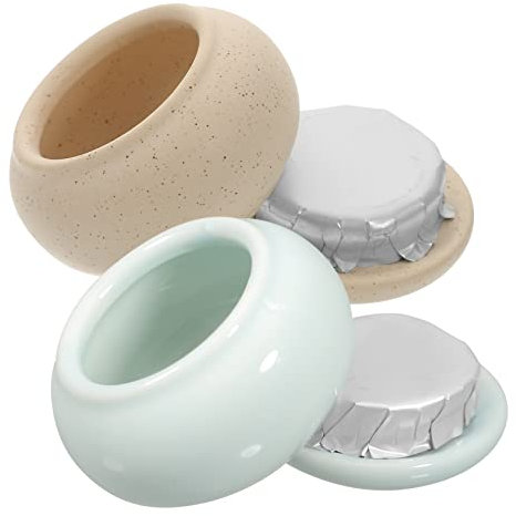 minkissy Lot de 2 Coupelles de Manucure en Céramique avec Couvercle Petite Tasse pour Brosse à pour Le Rangement Des Cosmétiques Plat de Voyage Multifonction