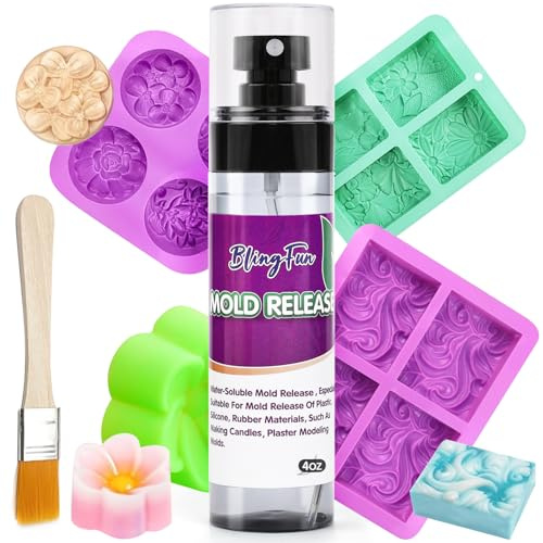 BlingFun mögelfrisättningsspray för ljusframställning och epoxi – enhetlig täckning snabbtorkande non-stick, professionell silikonbaserat frigöringsmedel, lätt att rengöra förlänger formen