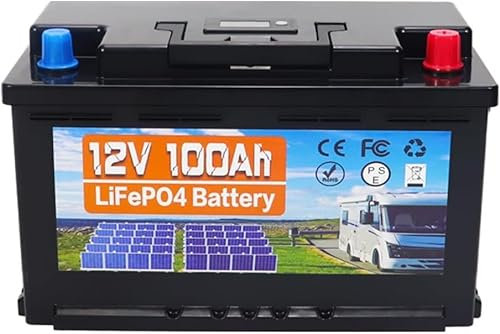 Batería de litio LiFePO4 de 12 V, 60 Ah y 100 Ah, 12 V, 100 A BMS, 4000-15000 ciclos, Deep Discharge, para caravanas, camping, solar, barcos (12 V 100 Ah)