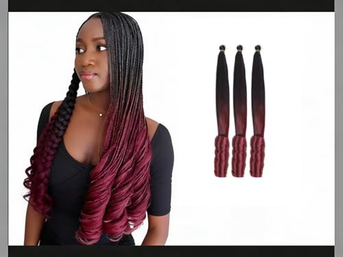 Lot de 3 paquets de mèches ondulées bouclées (French spiral curl end) 22 pouces couleur b29# (ot1b/bug#)