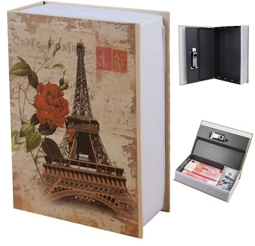 Coffre-fort en forme de livre avec serrure à combinaison, coffre-fort en forme de livre 24 x 16 x 6 cm, livre de déviation, coffre-fort caché, livre de rangement, boîte de rangement pour clés, argent