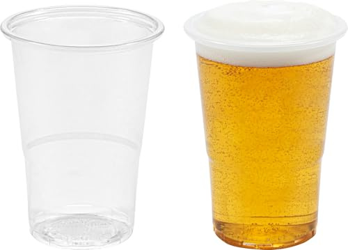CATERWELL Strong Clear Disposable Plastic Half Pint to Brim Glasses, CE Marked 284ml (Pack of 100)
