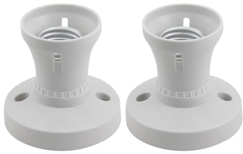 QhgPnt 2-Piece Ceiling Rose White Screw Light Sockets, Ceiling Light Adapter UK for Bulb Conversion, 7.5 Cm*7.2 Cm*5 Cm Bakelite Shell [Energy Class A]