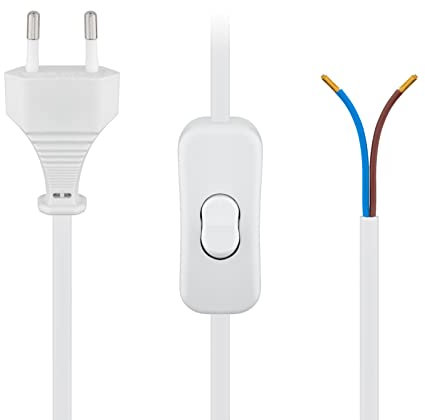 Goobay 51349 Cavo Alimentazione con Interruttore, Bianco, 1.5m Lunghezza del Cavo