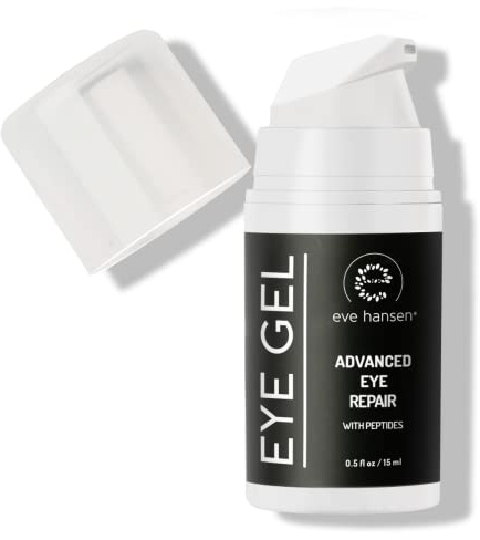 Eve Hansen Anti-Aging Eye Gel with Peptides | Under-Eye Cream With Plant Stem Cells, Hyaluronic Acid, Vitamin E | Cruelty-Free, Vegan, Made in USA .5 oz