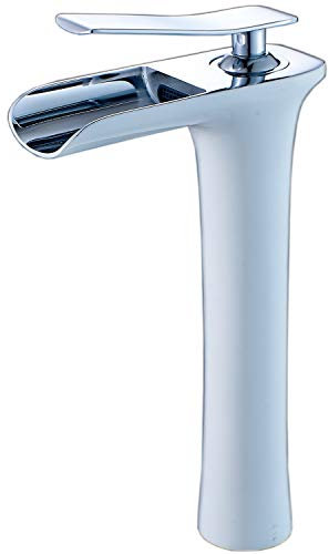 Robinet Salle de Bain Cascade Mitigeur Lavabo Haut Robinet Lave Mains Corps en Cuivre Durable Robinetterie Design Elégant Mélangeur Lavabo，