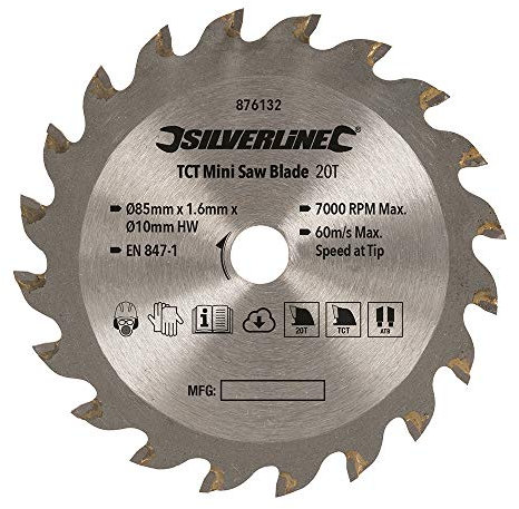 Silverline Mini-Hartmetall-Sägeblatt, 1 Stück, silber, 876132