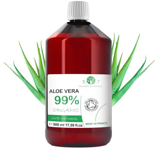 B.O.T Cosmetic & Wellness - Concentrado Aloe Vera Orgánico 100% Puro | Hidratación Profunda para Piel y Cabello | Ideal para Cosmética Casera | Hecho en España, 500 ml