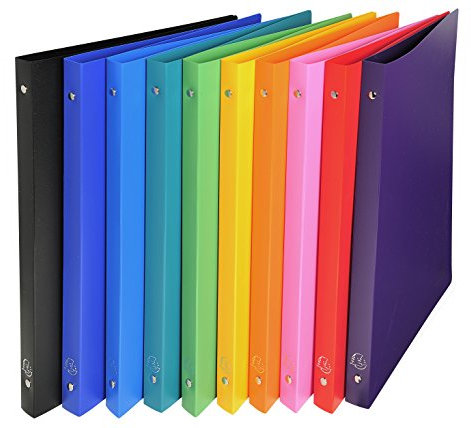 Exacompta 541999E Ringbuch (PP, DIN A4, blickdicht, 2 Ringe, Rücken 20mm) 10 Stück gemischte farben