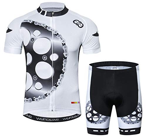 Radtrikot und Shorts Set Herren Atmungsaktiv Bike Shirt Sommer Outdoor Jugend Fahrradbekleidung - Wei� - X-Groß