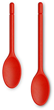 Zeal JSET21R Non-Stick Silicone Traditional Cooks Spoon 2-Piece Set (25cm/30cm) -Red