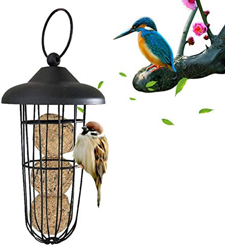 Vogelfutter Futterspender Meisenknödelhalter Zum Aufhängen Für Wildvögel, Garten vogelfutterspender mit Dach Hängen Füllkapazität Meisenknödelhalter Zum Aufhängen Vogelfutterstation Futterspender