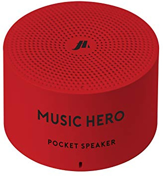 Music Hero Mini speaker wireless rotondo da 3 Watt, con laccetto, 2 ore di musica e chiamate, comandi e microfono integrati, Rosso