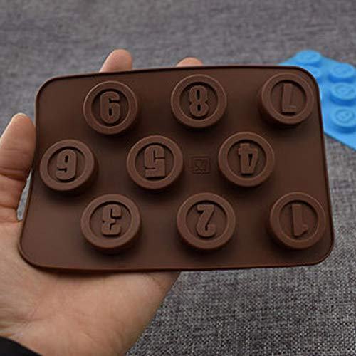 1 x Silikon-Backform mit den Zahlen 0–9, Kuchendekoration, Fondant, Zucker, Süßigkeiten, Gelee, wiederverwendbar, antihaftbeschichtet, für Festivals, Partys, 14,2 x 9,7 cm.