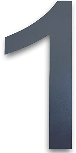 MOLVCE Hausnummer Anthrazit aus Edelstahl Höhe 20 cm, RAL 7016 Anthrazit Hausnummer Massivem Edelstahl Feinstruktur Pulverbeschichtet, Schrift Arial - Ziffer 1