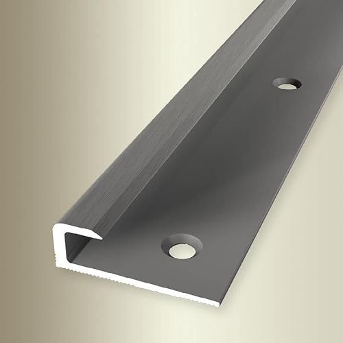 PROVISTON | Einfassprofil | Breite: 30 mm | Höhe: 7 mm | Länge: 2500 mm | Aluminium eloxiert | Abschlussprofil | Glatt | Edelstahl Fein Geschliffen | Versenkt Gebohrt