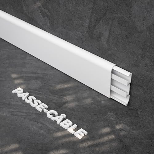 Plinthe Passe-Câble PVC 80 mm - Blanc - 1 m, À l'unité