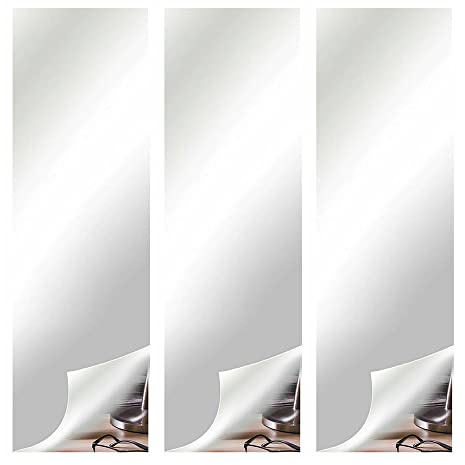 3 Stück Acryl-Spiegelfliesen, 50 x 200 cm Spiegel-Wandaufkleber, selbstklebend, Spiegel-Dekoration, Wandaufkleber, abnehmbare Spiegelblätter für DIY-Heimdekoration, 0,1 mm