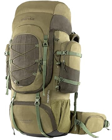 Tripole Walker Pro 80L Trekkingrucksack mit Innenrahmen & Laptopfach – Wanderrucksack Herren Damen, Regenschutz, 17 Zoll Fach, Rucksack Wasserdicht für Reise & Camping, Grün