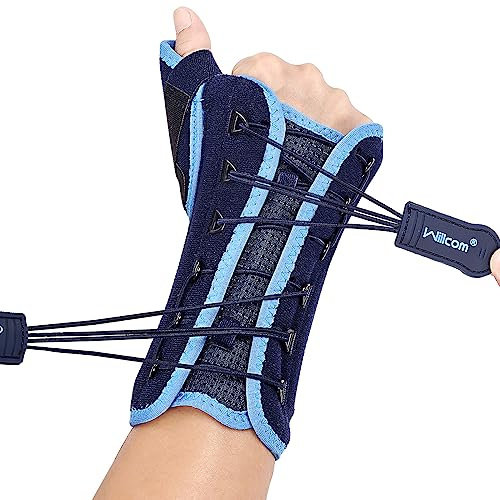 Willcom Daumen Handgelenkstütze mit Metallschiene Stabilisator, Kompression Handgelenkstütze für Karpaltunnel, Tendinitis, Arthritis, Schmerzen Entzündung, Sportschutz für Damen Herren (S, Rechte)