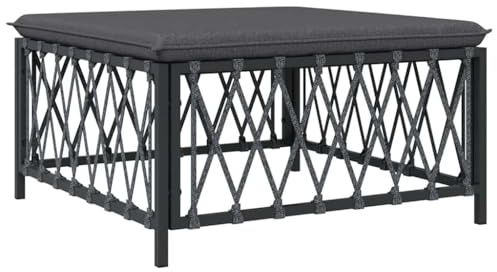 vidaXL Gartenhocker, Sitzhocker mit Kissen Stahlrahmen, Modular Hocker für Garten Terrasse, Fußhocker Fußschemel Gartenmöbel, Anthrazit Gewebe
