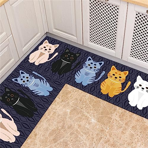 Gatos encantadores Kitty Pattern 2 Pcs Alfombras de Cocina Alfombras Conjuntos de alfombras de Piso Lavables Antideslizantes Alfombras de Dormitorio Conjuntos de alfombras de Dormitorio